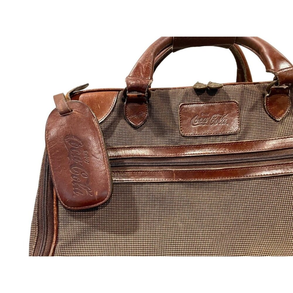 Coca Cola Travel Bag Canvas Leather Soft Briefcase Sonic Memorabilia Vintage